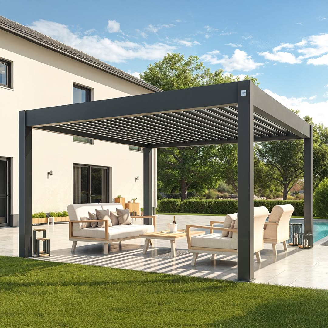 bauhaus sonnensegel pavillon INODEQ® Coral 360 Lamellen Pergola